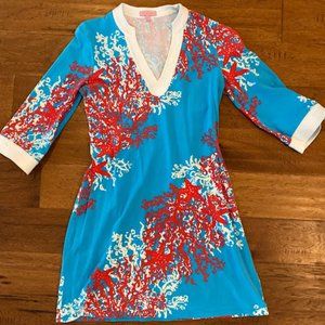 Lilly Pulitzer M Blue, red and white coral dress